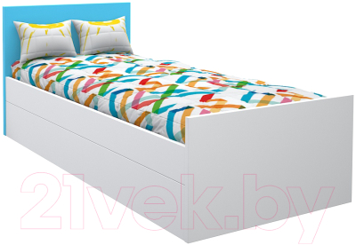 Односпальная кровать детская МДК Феникс с изголовьем 80x160 / Ф2-160-Г (голубой)
