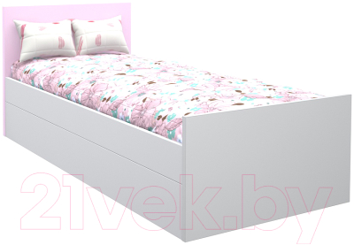 Односпальная кровать детская МДК Феникс с изголовьем 80x160 / Ф2-160-СР (светло-розовый)