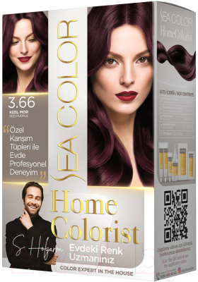 Крем-краска для волос Sea Color Home Colorist Hair Dye Kit тон 3.66 (красно-фиолетовый)