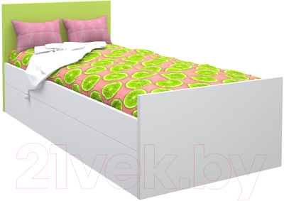 Односпальная кровать детская МДК Феникс с изголовьем 80x160 / Ф2-160-Л (лайм)