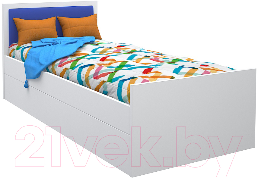 Односпальная кровать детская МДК Феникс с мягким изголовьем 80x160 / Ф3-160-С