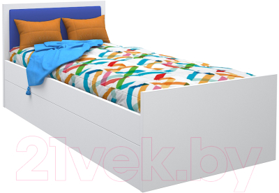 Односпальная кровать детская МДК Феникс с мягким изголовьем 80x160 / Ф3-160-С (синий)