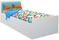 Односпальная кровать детская МДК Феникс с мягким изголовьем 80x160 / Ф3-160-Г (голубой) - 
