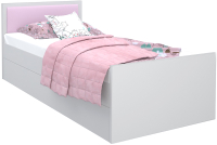 Односпальная кровать детская МДК Феникс с мягким изголовьем 80x160 / Ф3-160-СР (светло-розовый) - 