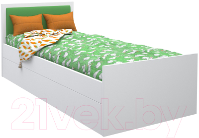 Односпальная кровать детская МДК Феникс с мягким изголовьем 80x160 / Ф3-160-З (зеленый)