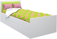 Односпальная кровать детская МДК Феникс с мягким изголовьем 80x160 / Ф3-160-Л (лайм) - 