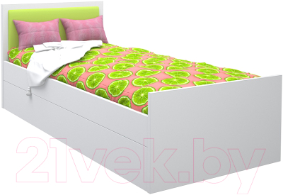Односпальная кровать детская МДК Феникс с мягким изголовьем 80x160 / Ф3-160-Л (лайм)