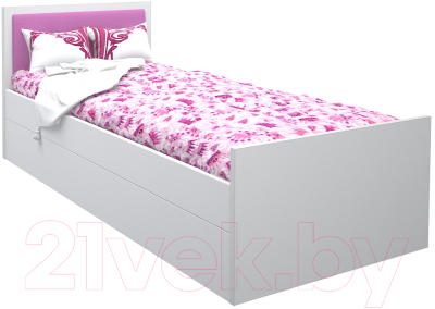 Односпальная кровать детская МДК Феникс с мягким изголовьем 80x160 / Ф3-160-Р (розовый)