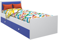 Односпальная кровать детская МДК Феникс с мягким изголовьем и ящиками 80x160 / Ф4-160-С (синий) - 