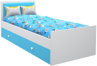 Односпальная кровать детская МДК Феникс с мягким изголовьем и ящиками 80x160 / Ф4-160-Г (голубой) - 