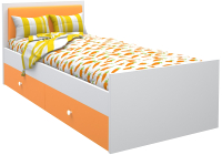 Односпальная кровать детская МДК Феникс с мягким изголовьем и ящиками 80x160 / Ф4-160-О (оранжевый) - 