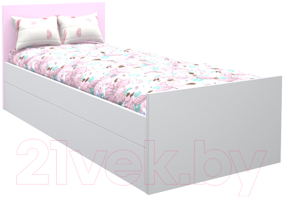 Односпальная кровать МДК Феникс с изголовьем 80x190 / Ф2-190-СР (светло-розовый)