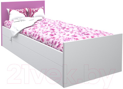 Односпальная кровать МДК Феникс с изголовьем 80x190 / Ф2-190-Р (розовый)