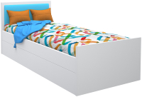 Односпальная кровать МДК Феникс с мягким изголовьем 80x190 / Ф3-190-Г (голубой) - 