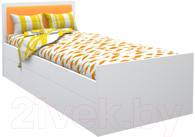 Односпальная кровать МДК Феникс с мягким изголовьем 80x190 / Ф3-190-О (оранжевый)