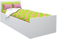 Односпальная кровать МДК Феникс с мягким изголовьем 80x190 / Ф3-190-Л (лайм) - 