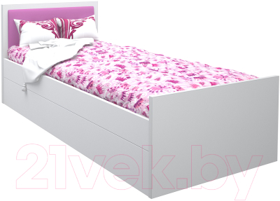 Односпальная кровать МДК Феникс с мягким изголовьем 80x190 / Ф3-190-Р (розовый)