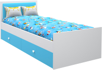 Односпальная кровать МДК Феникс с мягким изголовьем и ящиками 80x190 / Ф4-190-Г (голубой) - 