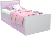 Односпальная кровать МДК Феникс с мягким изголовьем и ящиками 80x190 / Ф4-190-СР (светло-розовый) - 