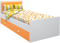 Односпальная кровать МДК Феникс с мягким изголовьем и ящиками 80x190 / Ф4-190-О (оранжевый) - 