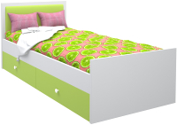 Односпальная кровать МДК Феникс с мягким изголовьем и ящиками 80x190 / Ф4-190-Л (лайм) - 