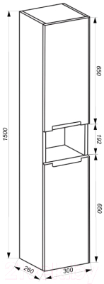 Шкаф-пенал для ванной ЗОВ Дион 150 / DP150LHO0M9003GKV5 (белый глянец/дуб)
