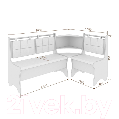 Уголок кухонный мягкий Кортекс-мебель Оазис-2 108x163 (дуб сонома/капучино)