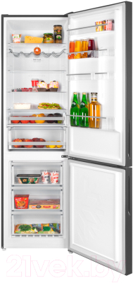 Холодильник с морозильником Maunfeld MFF200NFSBE