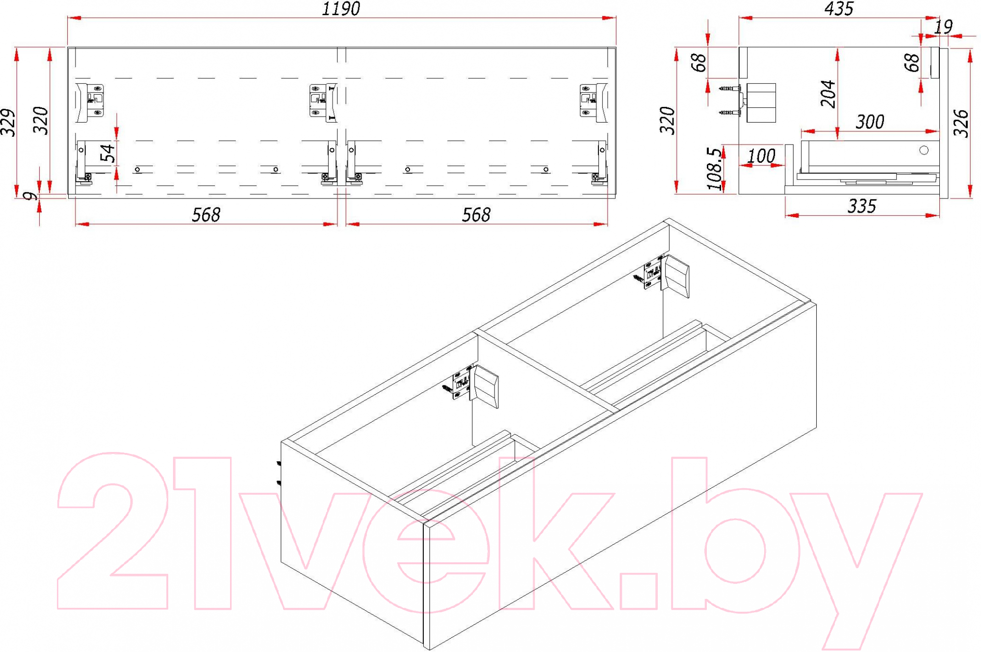 Тумба под умывальник ЗОВ Кито 120 / K120LW0MRMC