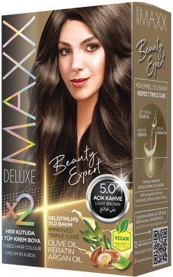 Крем-краска для волос Maxx Deluxe Premium Hair Dye Kit тон 5.0 (светлый каштан)