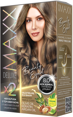 Крем-краска для волос Maxx Deluxe Premium Hair Dye Kit тон 8.0 (светло-русый)
