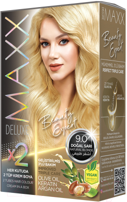Крем-краска для волос Maxx Deluxe Premium Hair Dye Kit тон 9.0 (блондин)
