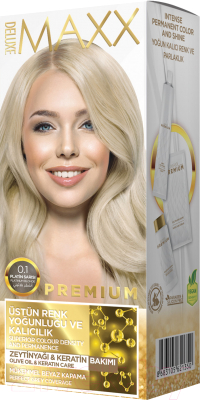 Крем-краска для волос Maxx Deluxe Premium Hair Dye Kit тон 0.1 (платиновый блондин)