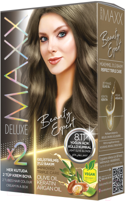 Крем-краска для волос Maxx Deluxe Premium Hair Dye Kit тон 8.11 (интенсивный пепельно-русый)