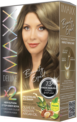 Крем-краска для волос Maxx Deluxe Premium Hair Dye Kit тон 7.3 (фундук)