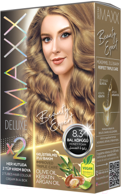 Крем-краска для волос Maxx Deluxe Premium Hair Dye Kit тон 8.3 (медовая пенка)