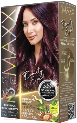 Крем-краска для волос Maxx Deluxe Premium Hair Dye Kit тон 3.66 (баклажан)