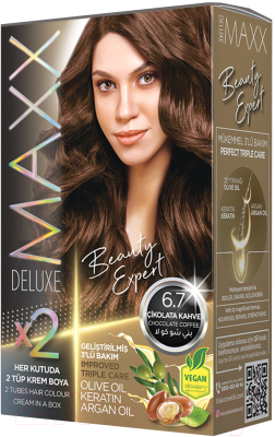 Крем-краска для волос Maxx Deluxe Premium Hair Dye Kit тон 6.7 (шоколадный кофе)