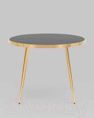 Обеденный стол Stool Group Гелиос 100x100 (стекло черный мрамор/сталь золото)