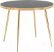 Обеденный стол Stool Group Гелиос 100x100 (стекло черный мрамор/сталь золото) - 