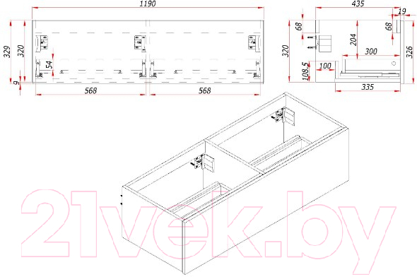 Тумба под умывальник ЗОВ Кито 120 / K120LW0MWM