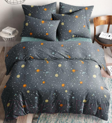 Комплект постельного белья Веселина Планеты 71020-1+71021-1 2сп Евро (70x70)