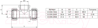 Тройник Gappo 25x1x25 / G1255.2506