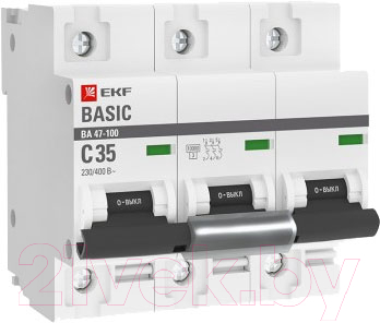 Выключатель автоматический EKF Basic ВА 47-100 3P 35А (C) 10kA / mcb47100-3-35C-bas