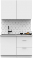 Кухонный гарнитур Интермебель Микс Топ-1 1.2м (белый премиум/мрамор лацио белый) - 