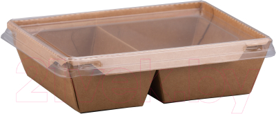 Набор одноразовых контейнеров Paperko Двухсекционный С пластиковой крышкой конт500-2К (50шт)