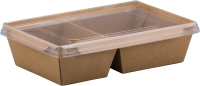 Набор одноразовых контейнеров Paperko Двухсекционный С пластиковой крышкой конт800-2К (50шт) - 