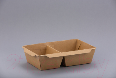 Набор одноразовых контейнеров Paperko Двухсекционный С пластиковой крышкой конт800-2К (50шт)