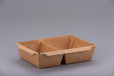 Набор одноразовых контейнеров Paperko Двухсекционный С пластиковой крышкой конт1000-2К (50шт)
