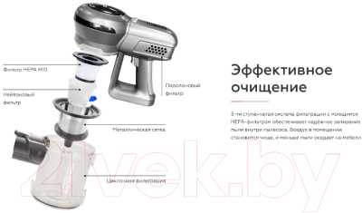 Вертикальный пылесос BQ VCA0101H (серый)